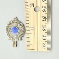 Antique Hand Made Stone Pendant India 1 1/2″ Boho Western Unique Cobalt Blue