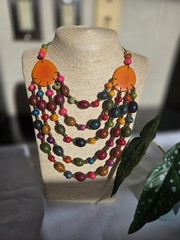 Handcrafted Tagua and ACAI Seeds Organic Necklace, Assorted Colors made Ecuador