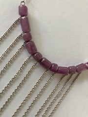 Sterling Silver Genuine Ruby Bead Dangle Chain Waterfall Necklace 16 – 18 Inch