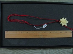Carved Ox born Pendent Chinese Character Love爱 On Leaf Adjustable Red String
