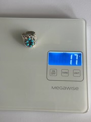 Kingman Turquoise Cluster Ring | Sterling Silver | Size 10.5 | A882