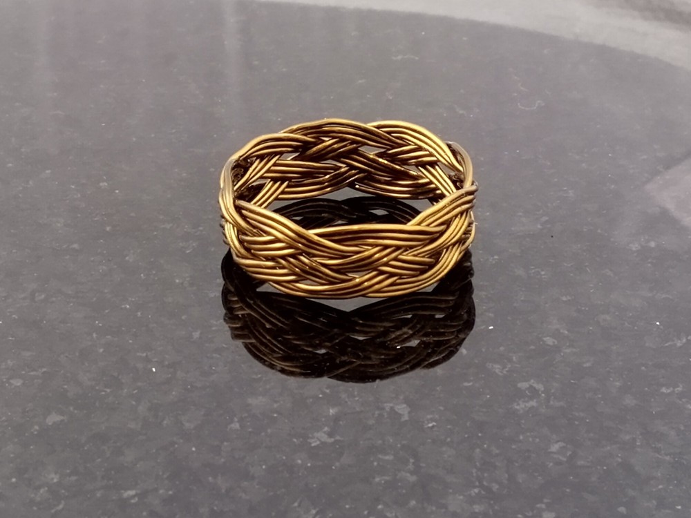 Size 10 Antique Brass 5×8 Turks Head Knot Ring Hand Tied made