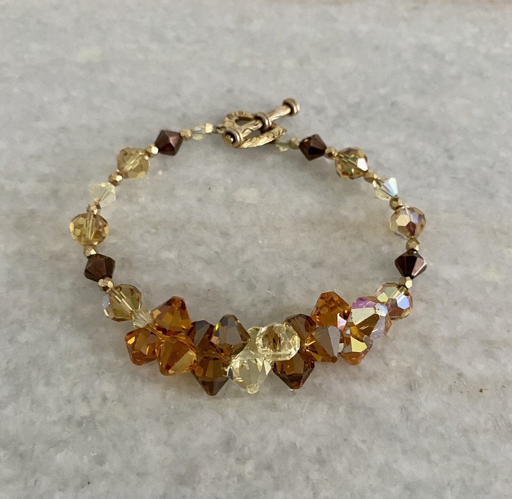 Beautiful Swarovski Crystal AB Top Drilled Bi Cone Beaded Bracelet