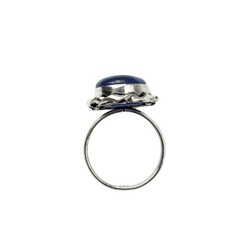 Handmade Blue Chalcedony Statement Ring Size 9 | 925 Silver Plated Boho Jewelry