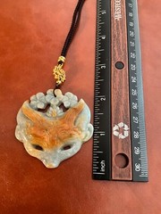Huge Burmese Jadeite Pendant Necklace Fox Mask Handcrafted USA Seller