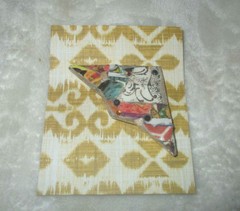 Triangle Shape Brooch~Multi-Color~Mosaic Style~2 7/8″ x 1 5/8″~1980’s