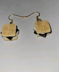 Smore Earrings Gold Tone Wire Snack Campfire Charm Chocolate…