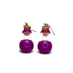 Miniature Potions Bottle Purple Glow in the Dark Earrings