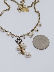 Clara Beau Gold Tone Faux Pearl Beads Crystal Flower Dainty Necklace