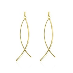 Long Dangle Stud Earrings for Women Shiny Flat Bar Curve Line Earrings Jewelr…