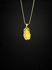 Light Green Scarab Necklace with Gold Frame Handmade in Egypt
