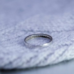 Size 8.25, vintage Sterling 925 silver wedding ring, Cz band