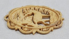 Vintage Hand Carved Bone Elk Deer Pendant 2 in X 1.5 in