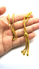 24K Gold Plated Necklace 18″ Knot design Intricate Chain with Tassel End
