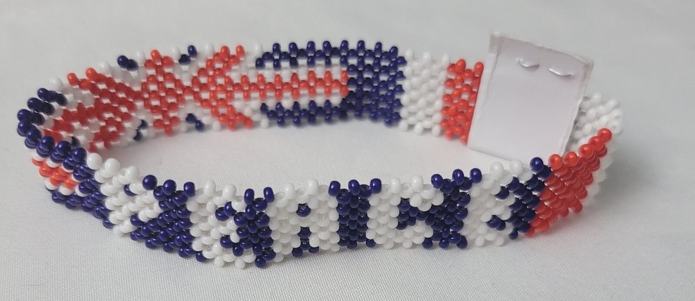 Handmade African Bracelet England Flag With PEACE Wording 9″ Around 3/4″ Width