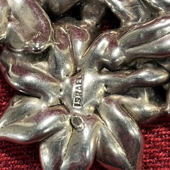 VTG 3″ Sterling Silver 925 Puffy Hibiscus Flower Statement PENDANT BROOCH Israel