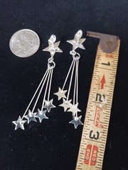 Taxco Mexico Shooting Stars Post Earrings 925 Sterling Silver 3″ Long 5gr NEW