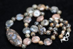 Brown Opal Necklace Natural Gemstone silk knotted 925 Sterling Silver Clasp 24″