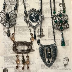 c. 1900 Antique Victorian, Edwardian Hand Crafted Cut Steel Necklaces 5 Styles