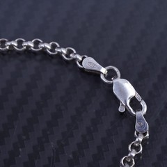 6.75” 3mm, vintage sterling silver 925 handmade circle chain bracelet