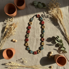 Glazed Ceramic Bead Statement Necklace