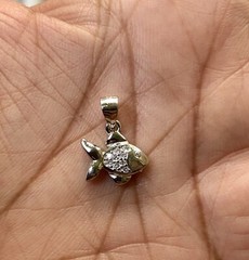 925 Sterling Silver FISH Pendant with Cz, Small Minimal Jewelry, High Polish #4