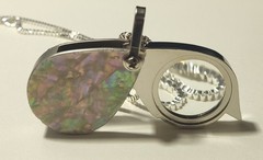 Magnifying Glass Victorian Art Nouveau Lady Face Mother of Pearl Loupe Pendant