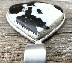 Sterling Silver Native Style SW Genuine Otteson Bros White Buffalo Spade Pendant