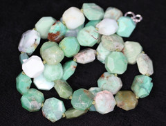 Chrysoprase Necklace Mint Green 15mm Octagon Natural Gemstone Silk Knotted 23″