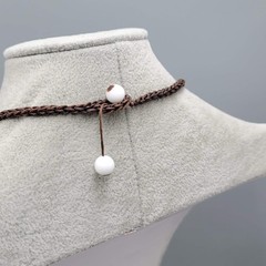 Artisan Real pearl Beaded Bib Necklace on Felt No Metal 20″