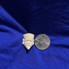Vintage 50’s Matsumoto Tokyo Carved Celluloid Face Good Fortune Earrings Signed