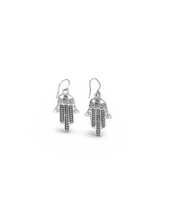 Boho Hamsa Earrings, Silver Hamsa Earrings, Hamsa Hand Jewelry