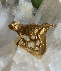 Horned Lizard Toad 24K GP ring lost wax casting a real Lizard Size 10 JKL 106Cd
