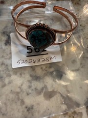 Artisan Hubei Turquoise Copper Cuff Statement Bracelet Adj Western boho chic 27g