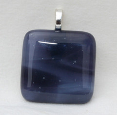 Fused Dichroic Glass Necklace Pendant-Mix of Black, Grey and White #110