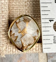 Barse NWT White Gray Calcite With Metal Matrix Infused Statement Ring Size 7.75