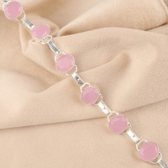 Beautiful Pink Bracelet Rose Chalcedony Gemstone 925 Sterling Silver bracelet