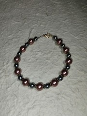 Handmade Pink And Silver Pearl Like Beaded Bracelet With Metal Spacers