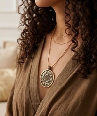 Handmade Copper Medallion Necklace Artisan Engraved Historical Pendant