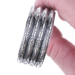 6.5″ Vintage Navajo Heavy Stamped sterling silver ribbed cuff bracelet