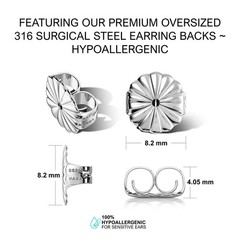 Platinum Plated Silver Stud Earrings With 4.00 CTW Round Cut Zirconia – 8.0MM