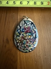 Enameled Copper Component Black and Multi Colored Pendant