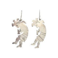 Marcus Begay, Earring, Sterling Silver, Navajo Handmade, 2″