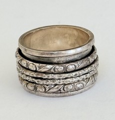 Sundance Catalog Signed Sterling Silver Spinner Wide Band Ring Size 6