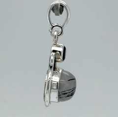 Oval RUTILATED QUARTZ and Black Onyx Pendant – 925 STERLING SILVER #6e