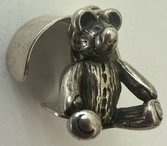 SIGNED Vintage Marty Magic Teddy BEAR Sterling Silver 925 EAR CUFF