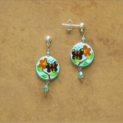 Artisan Painted & Beaded Cute Butterfly Earrings-Fair Trade Peruvian Jewelry