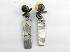 Artisan Kald Unshi Signed Sterling Silver Earrings Jasper Gemstones 2.25 Inches