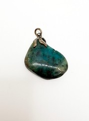 Vintage Natural Stone Pendant Blue Green Chrysocolla Artisan Handmade Charm
