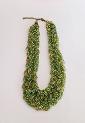 VTG Twisted Green Seed Bead Boho 18″-21″ Adjustable Choker Style Necklace 3.62oz